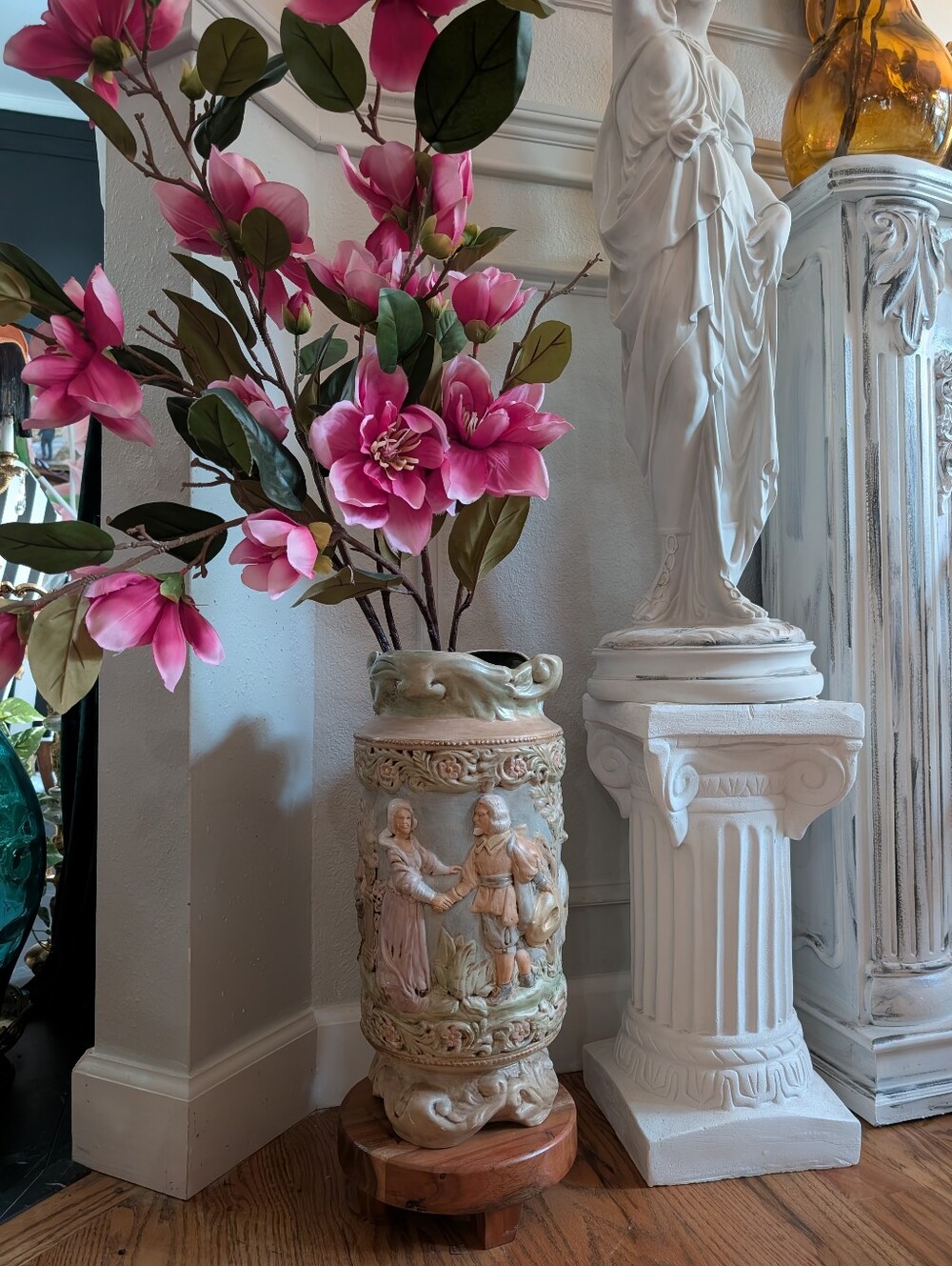 Vintage Rare Ceramic Large UMBRELLA/ Vase Stand Victorian Style 17" x  8.25"